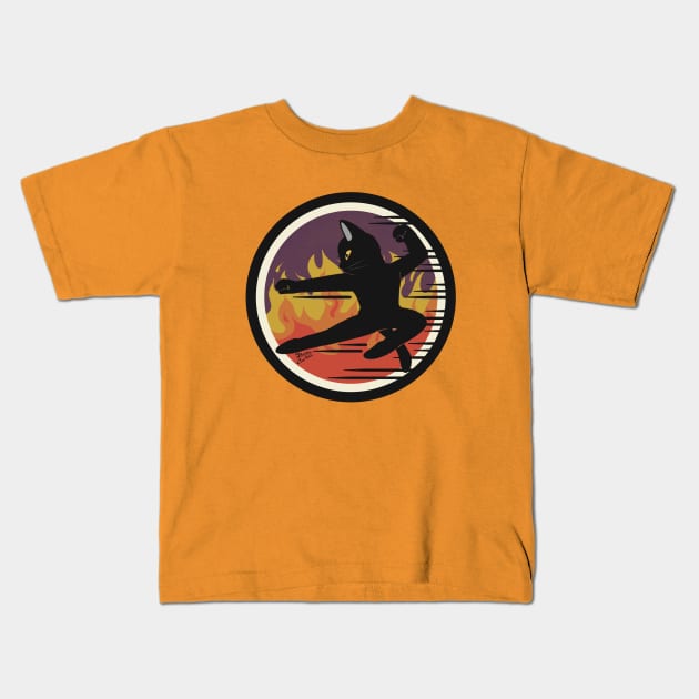 Kung-fu cat Kids T-Shirt by BATKEI